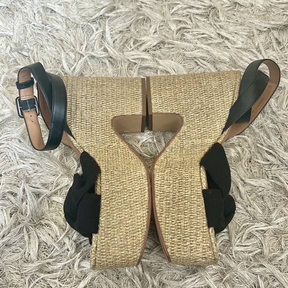 NWOB Sam Edelman Theresa Platform Block Heel Sandals in Black Linen size 9.5 - Picture 11 of 15